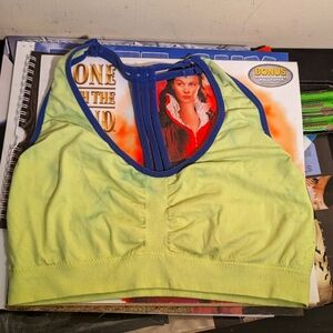 Y2K Vintage Green & Blue Cross Racer Back Sports Gym Workout Worn Bra